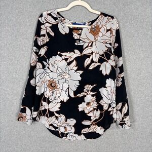 Apt 9 Popover Tunic Blouse Small Floral Feminine Dark Romantic Maximalist Career